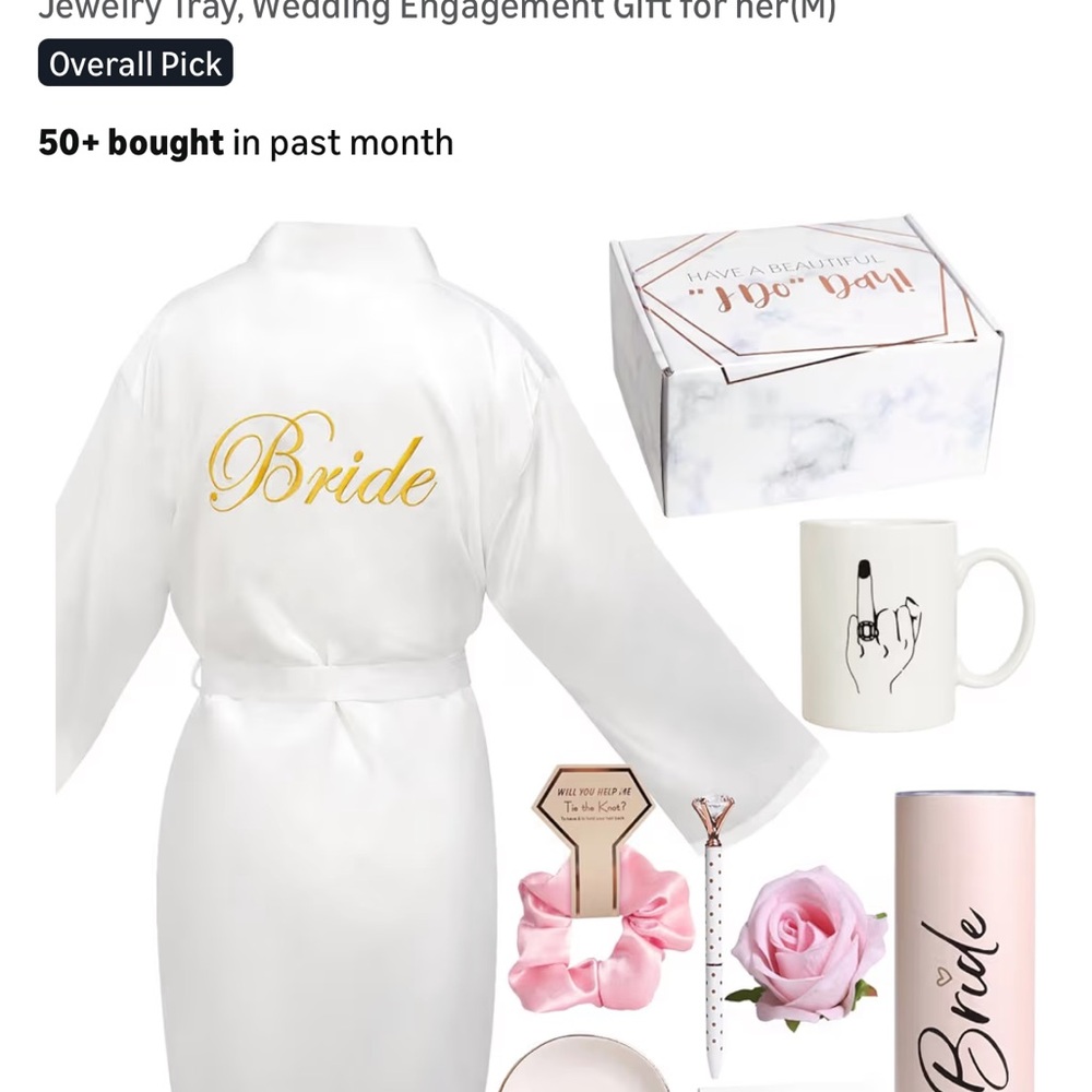 Bridal Gift Box Silk Robe, Tumbler Cup,Mug and more